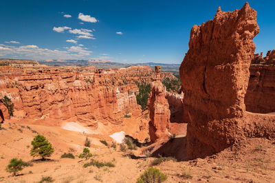 Rock formations on landscape against sky