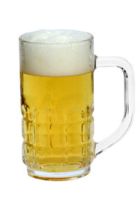 Close-up of beer glass against white background
