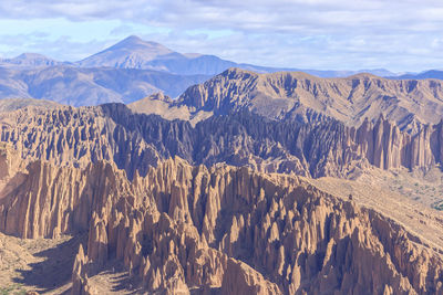 Panoramic view of landscape and mountains against sky