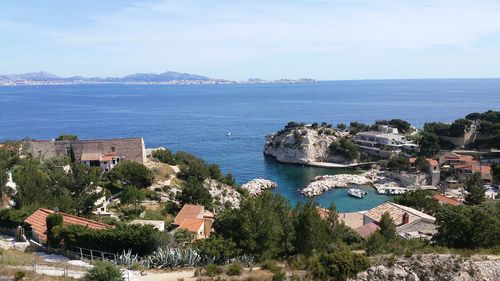 High angle view of houses at french riviera