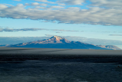 Scenic view of volcanic landscape against sky