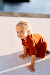 Portrait of cute girl smiling