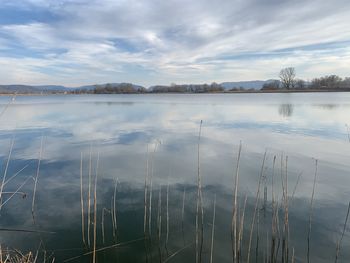 Scenic view of lake against sky