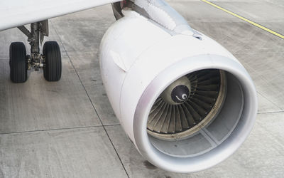 High angle view of airplane at airport