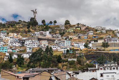 High angle view of townscape against sky