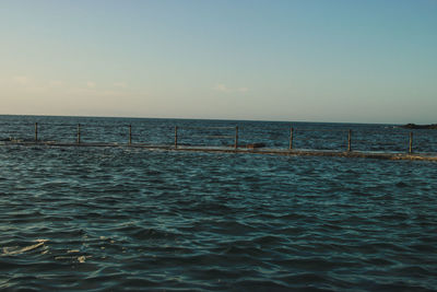 Scenic view of sea against clear sky