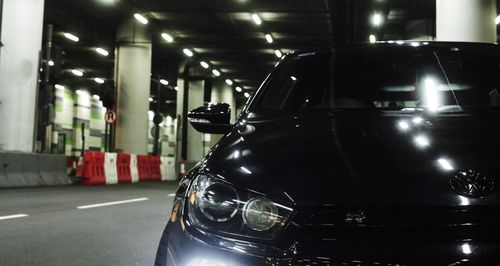 Light trails on road at night