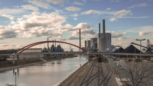 Bridge over river against sky