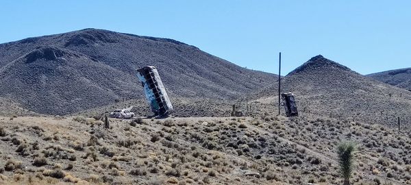 Panoramic view of desert against clear sky