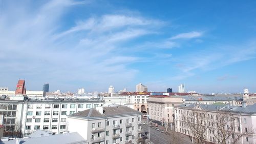 High angle view of buildings in city