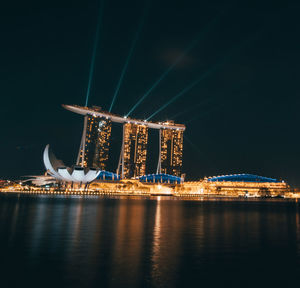 View of illuminated city at night