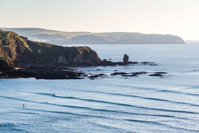 Scenic view of sea against clear sky