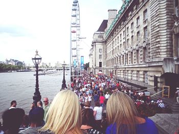 Group of people in front of building