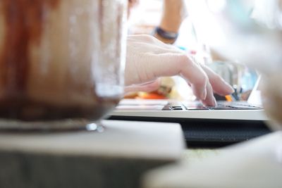 Close-up of hands working