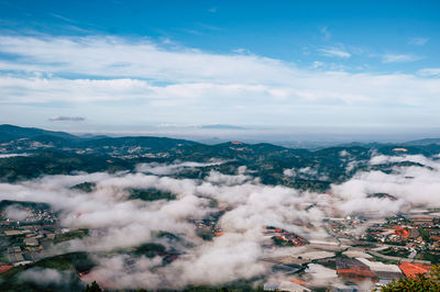 High angle view of townscape against sky