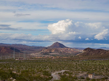 Scenic view of landscape against cloudy sky