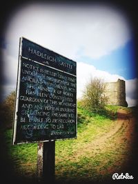 Information sign on field