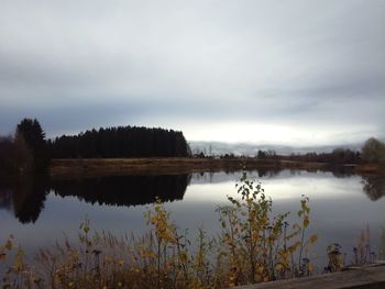 Scenic view of lake against sky