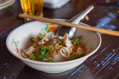 Food served in bowl on table