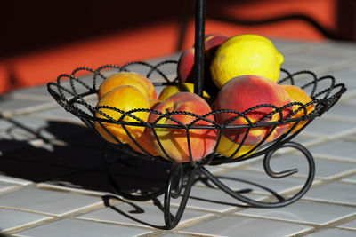 Close-up of orange fruit on table