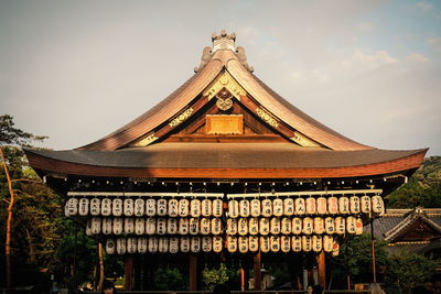 Exterior of temple building against sky