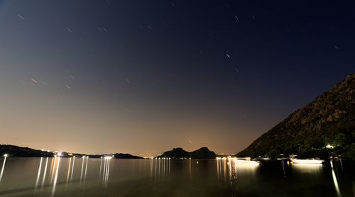 Scenic view of sea against sky at night