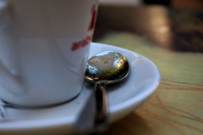 High angle view of dessert in plate on table