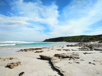 Scenic view of beach against sky