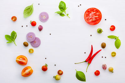 Directly above shot of fruits on table