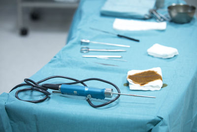 High angle view of eyeglasses on table