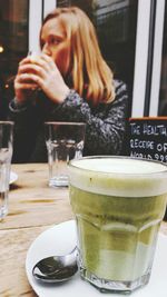 View of drink on table