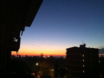 View of cityscape at sunset