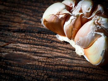 Close-up of garlic on table