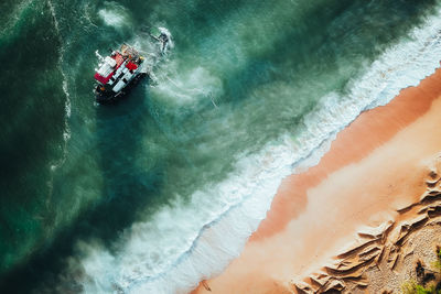 High angle view of sea waves