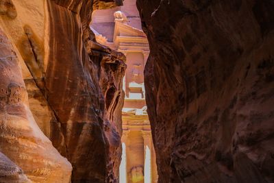 Low angle view of buildings in cave