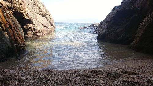 Scenic view of sea against clear sky