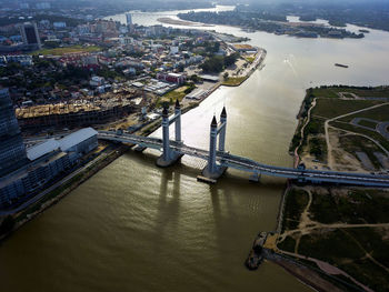 High angle view of bridge over river