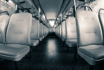 Empty seats in bus, interior of a bus 