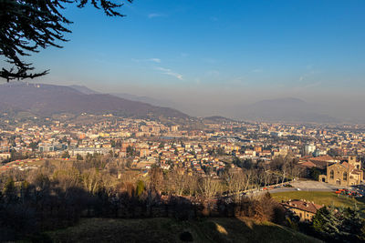 Bergamo hdr landscape in winter from the upper town