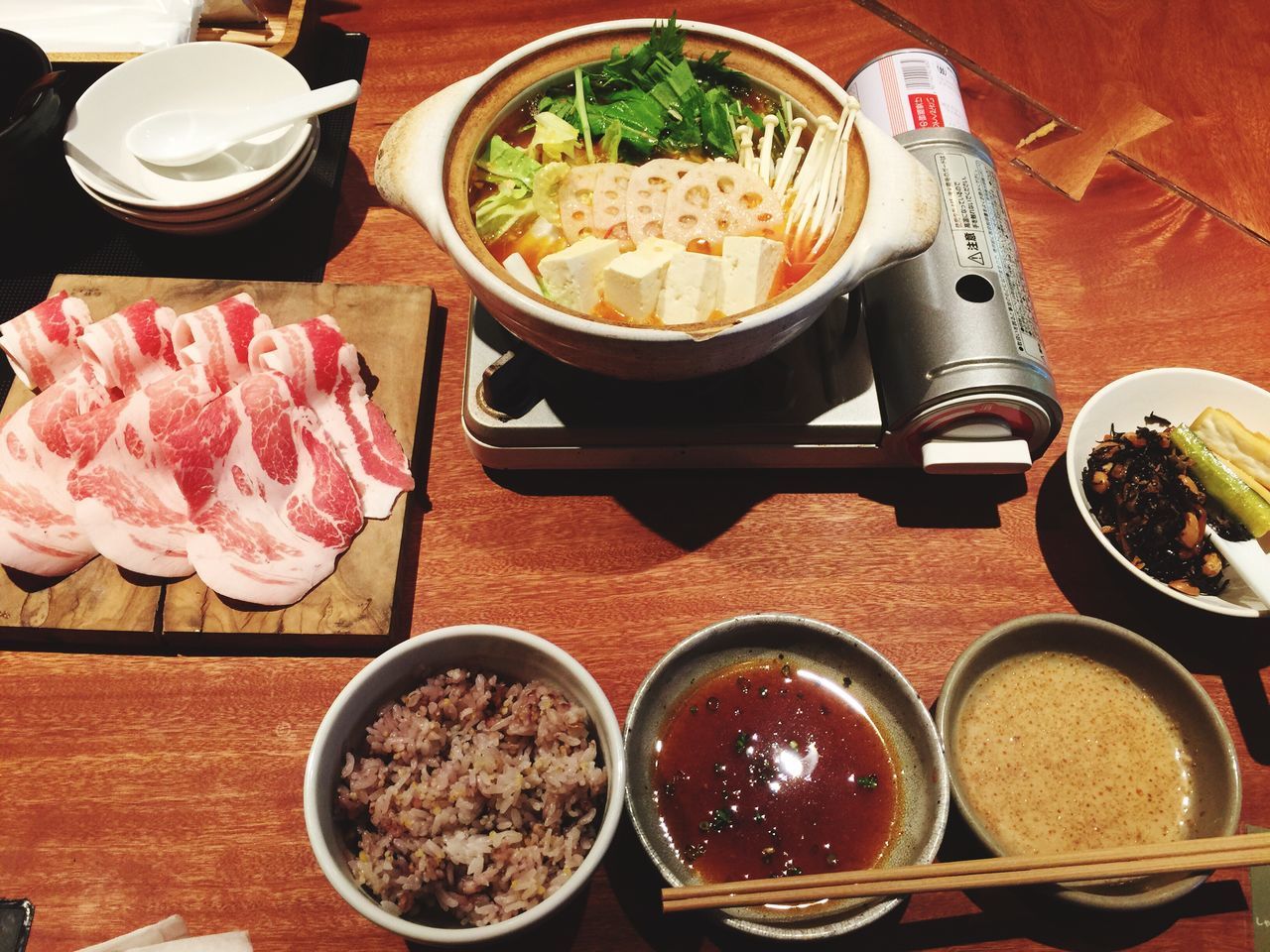 food, food and drink, meat, freshness, serving size, indoors, table, chopsticks, japanese food, healthy eating, high angle view, bowl, vegetable, no people, ready-to-eat, plate, beef, close-up, day