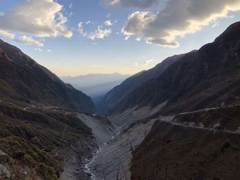 Scenic view of mountains against sky