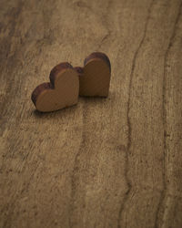 Close-up of heart shape on table