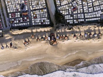 Aerial view of waves on beach