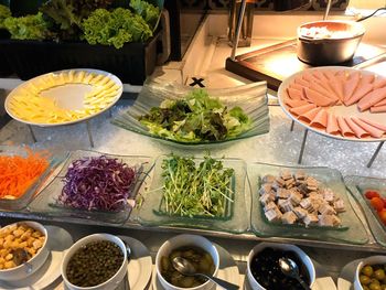 High angle view of food on table