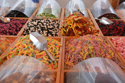 Close-up of candies for sale at market stall