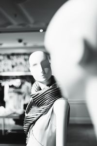 Close-up of mannequins in store