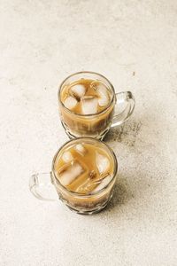 High angle view of drink in jar