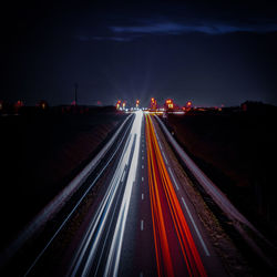 Light trails on highway at night