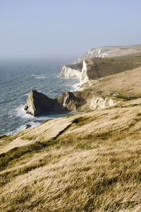 Scenic view of sea against clear sky