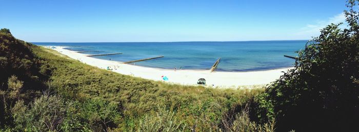 Scenic view of sea against clear sky